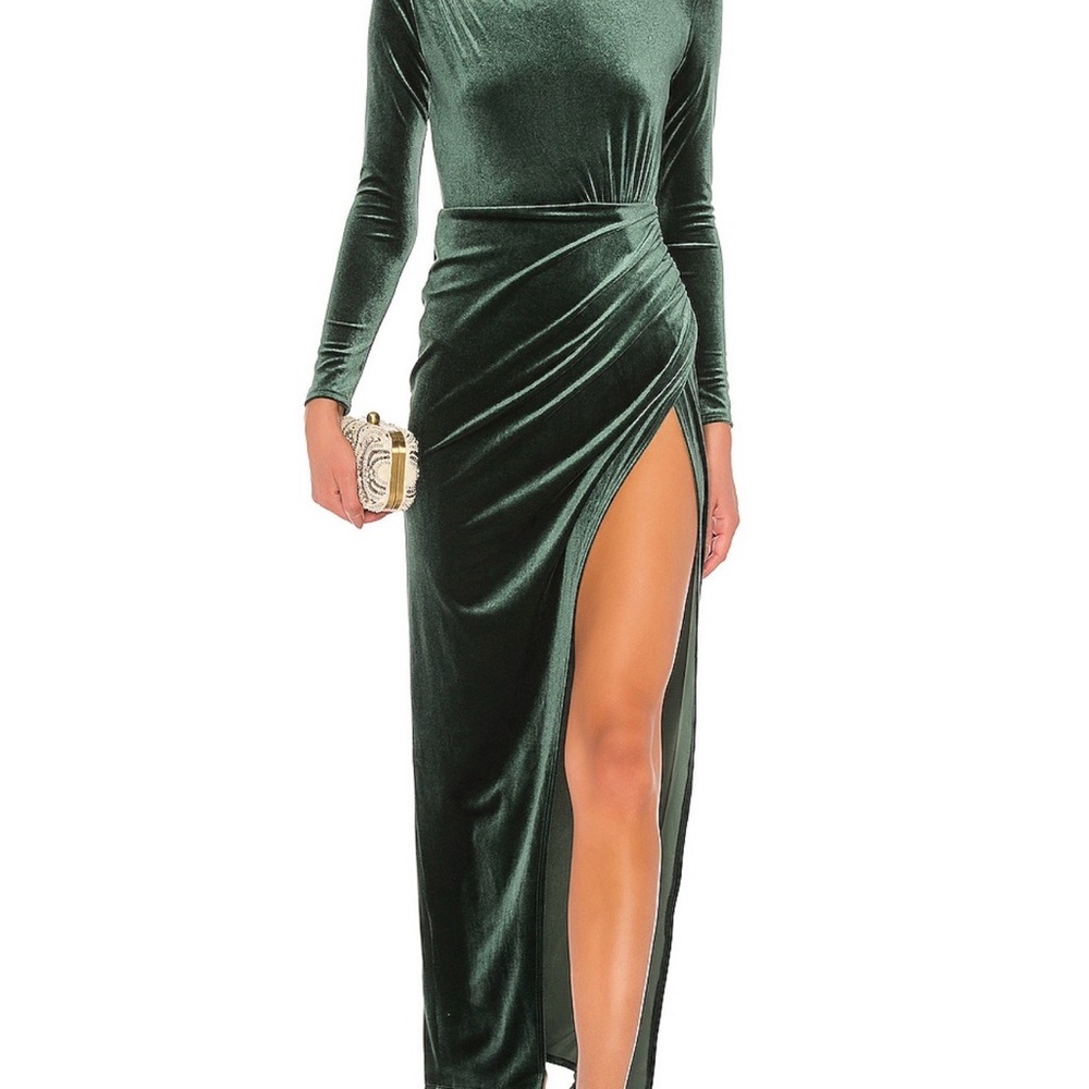 Michael Costello Deep Green Velvet Gown